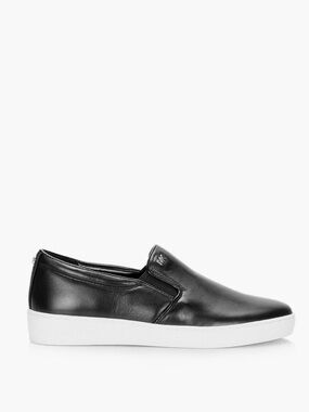 Michael Kors Keaton Slip On Black Leather Sneakers, Size 6